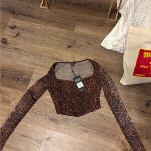 True religion Animal Print Long Sleeve Blouse